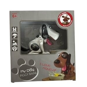 Interactive Dog Piggy Bank - Black and White